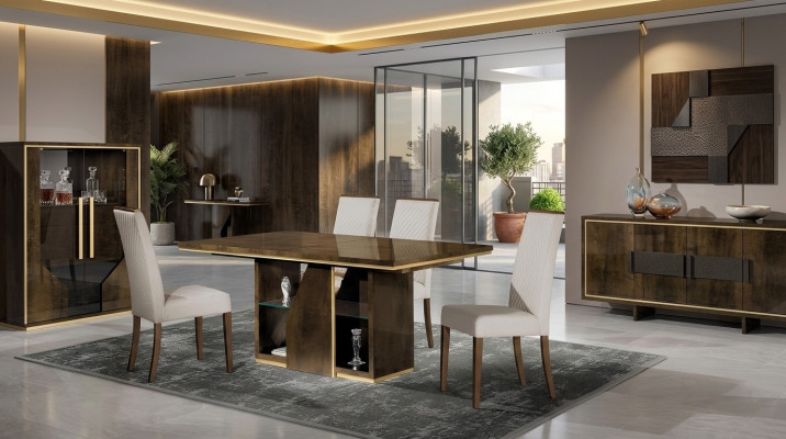 Table à manger en bois de design moderne luxe meubles brillant marron