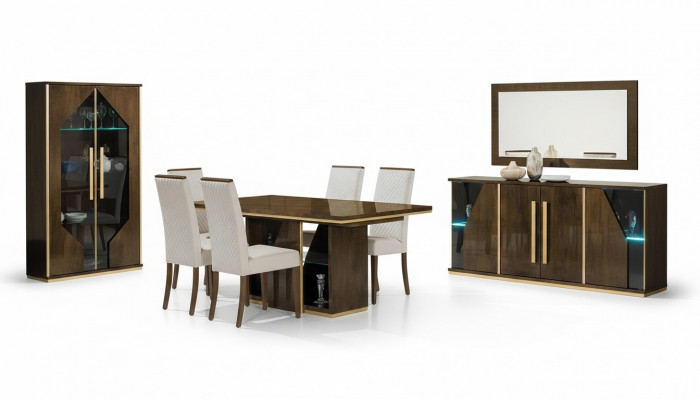 Table à manger en bois de design moderne luxe meubles brillant marron