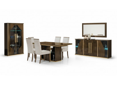 Table à manger en bois de design moderne luxe meubles brillant marron