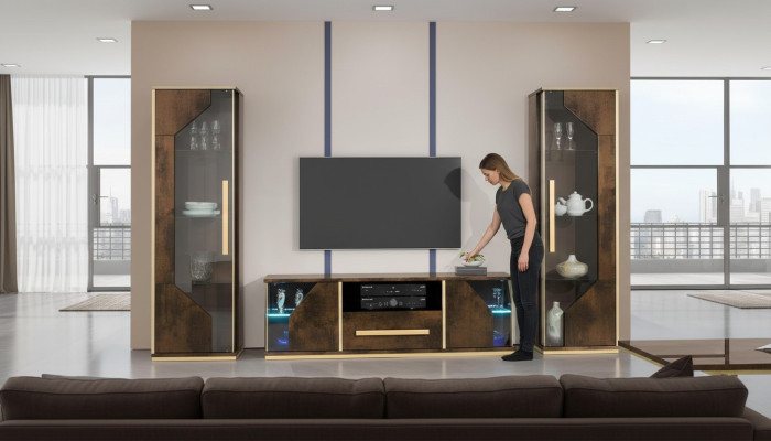 Buffet TV rtv Lowboard Armario Mesa de Salon en Bois Design Luxe