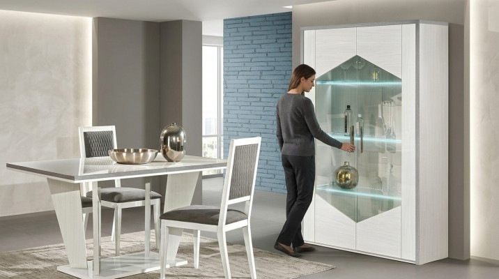 Vitrine à 2 portes blanche armoire vitrines salon design nouveau
