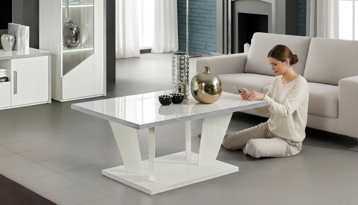 Table basse de luxe meubles en bois décoration tables console design blanc nouveau