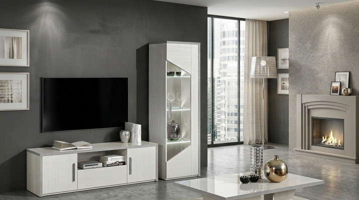 Vitrine à 1 porte blanche armoire vitrine salon design nouveau