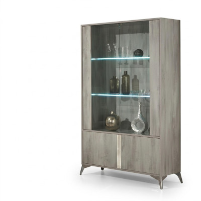 Vitrine à 2 portes meuble vitrine salon design en verre