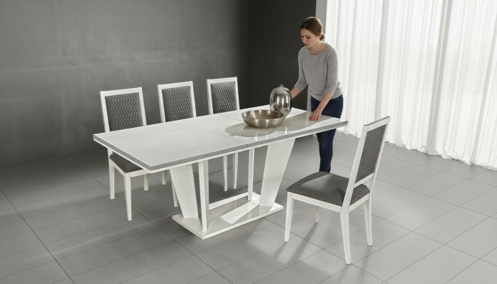 Ensemble de table à manger design moderne luxe tables blanches