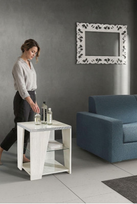 Table de salon en bois au design moderne, meuble de luxe, table carrée blanche