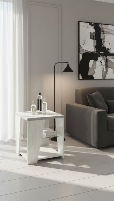 Table de salon en bois au design moderne, meuble de luxe, table carrée blanche