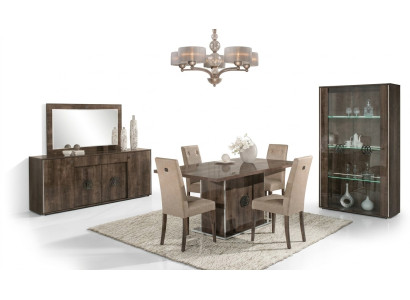 Ensemble de meubles de salle à manger avec table, chaises, commode, miroir et vitrine de 8 pièces