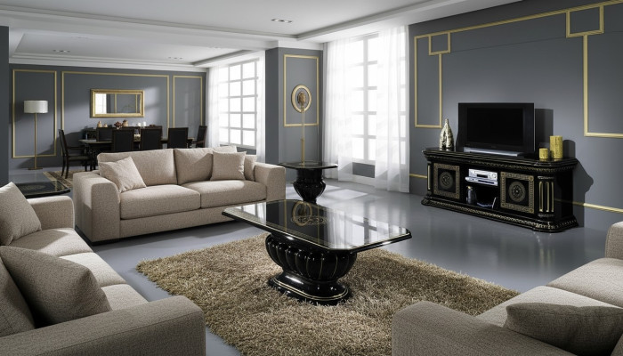 Table basse de luxe en bois, table de canapé, table noire