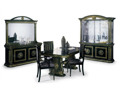 Ensemble de meubles de luxe pour salle à manger, table, chaises, commode, vitrine, miroir, neuf, 8 pièces.