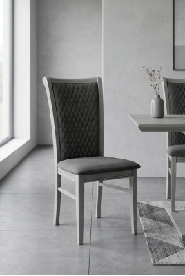 Chaise de salle à manger Chaise en bois Tissu gris Chaises inclinables Relax Design Fauteuil Italie