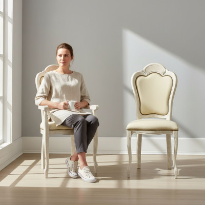 Chaise avec accoudoir Chaise de salle à manger Bois neuf Chaises de salle à manger Design Fauteuil Baroque