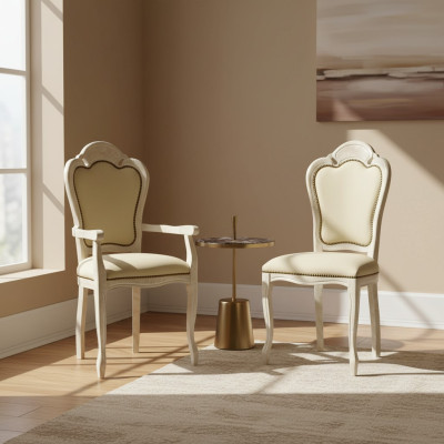 Chaise avec accoudoir Chaise de salle à manger Bois neuf Chaises de salle à manger Design Fauteuil Baroque