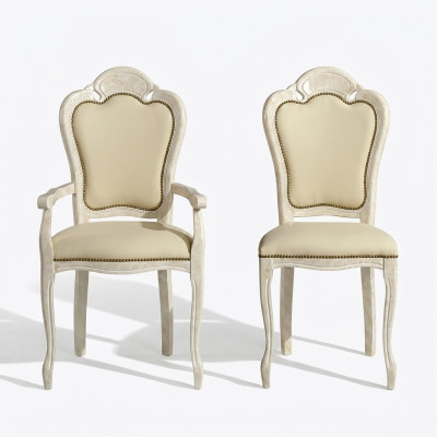 Chaise avec accoudoir Chaise de salle à manger Bois neuf Chaises de salle à manger Design Fauteuil Baroque
