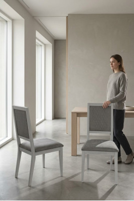 Chaise Chaise de salle à manger Bois Tissu Chaises de salle à manger Design Fauteuil Gris neuf Lehn nouveau