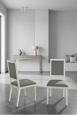 Chaise Chaise de salle à manger Bois Tissu Chaises de salle à manger Design Fauteuil Gris neuf Lehn nouveau