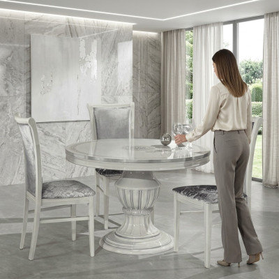 Table à manger ronde en bois classique baroque italien