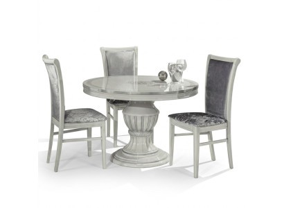 Table à manger ronde en bois classique baroque italien