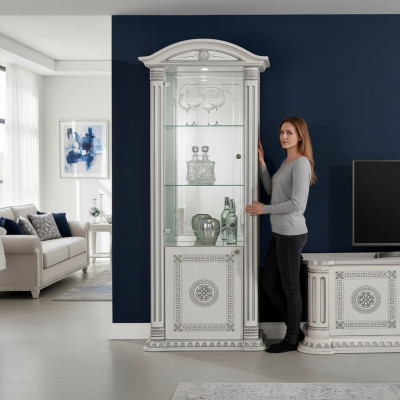 Vitrine de luxe avec verre armoire blanche design meubles nouveau