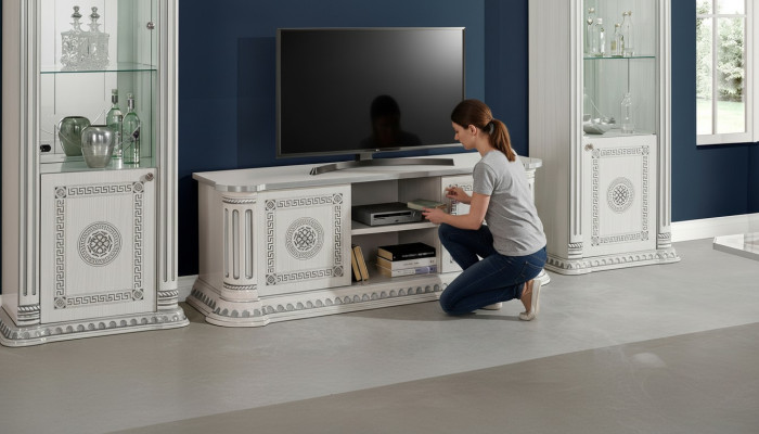 Buffet design RTV pour TV, meuble bas de luxe en bois blanc, nouveau