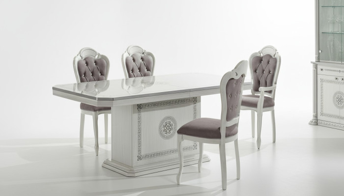 Table à manger en bois blanc design moderne meubles italiens
