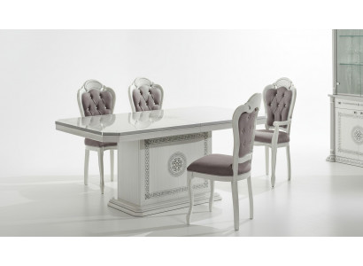 Table à manger en bois blanc design moderne meubles italiens