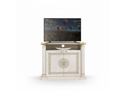 Meuble TV design, console pour téléviseur, meuble de luxe en bois doré beige