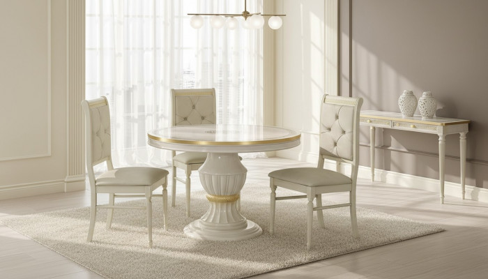 Table ronde en bois, meubles baroques classiques, neuve