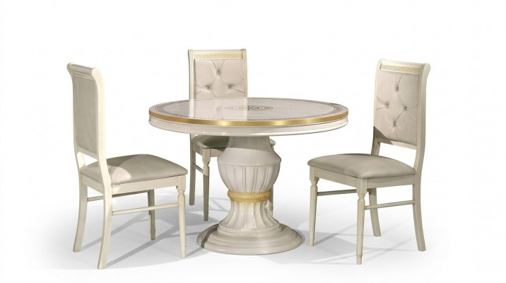 Table ronde en bois, meubles baroques classiques, neuve