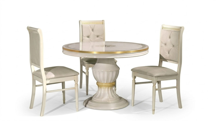 Ensemble de meubles de salle à manger avec table ronde en bois de 4 pièces