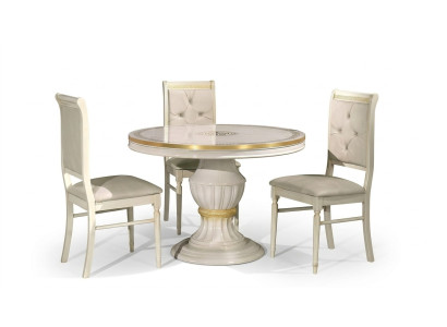 Ensemble de meubles de salle à manger avec table ronde en bois de 4 pièces