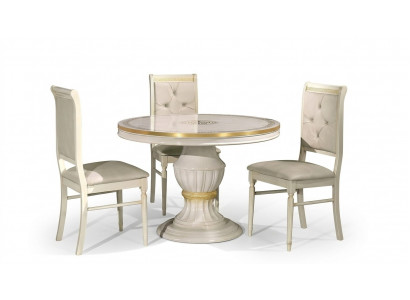 Ensemble de meubles de salle à manger avec table ronde en bois de 4 pièces