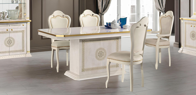 Ensemble de luxe table à manger chaise commode miroir vitrine groupe 8 pièces
