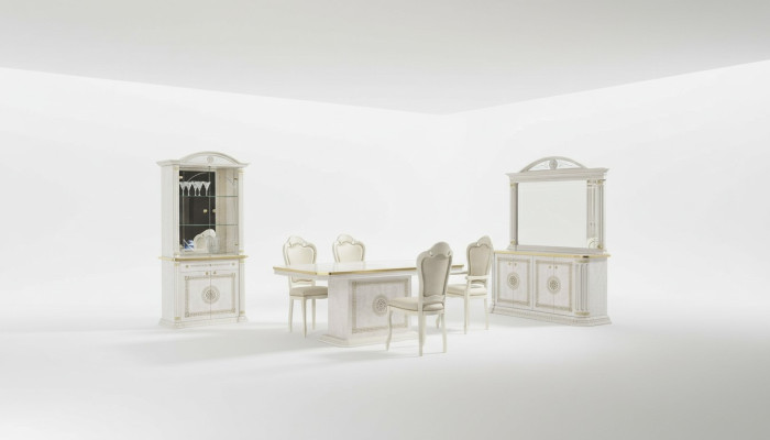 Ensemble de luxe table à manger chaise commode miroir vitrine groupe 8 pièces
