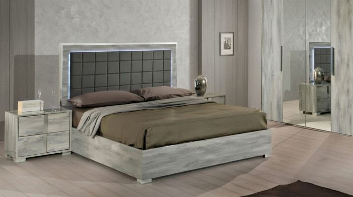 Ensemble de chambre lit table de nuit luxe bois tapissé lits tables de nuit nouveau 3 pièces.