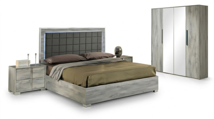 Ensemble de chambre lit table de nuit luxe bois tapissé lits tables de nuit nouveau 3 pièces.