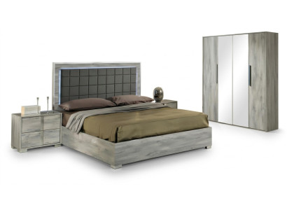 Ensemble de chambre lit table de nuit luxe bois tapissé lits tables de nuit nouveau 3 pièces.