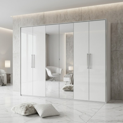 Armoire miroir pour chambre avec 6 portes en bois