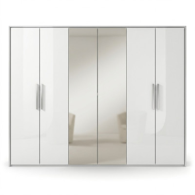 Armoire miroir pour chambre avec 6 portes en bois