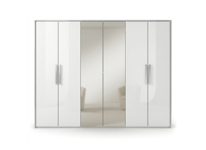 Armoire miroir pour chambre avec 6 portes en bois