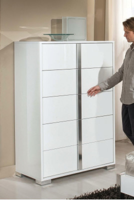 Armoire à tiroirs haute en bois blanc Italie