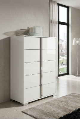 Armoire à tiroirs haute en bois blanc Italie