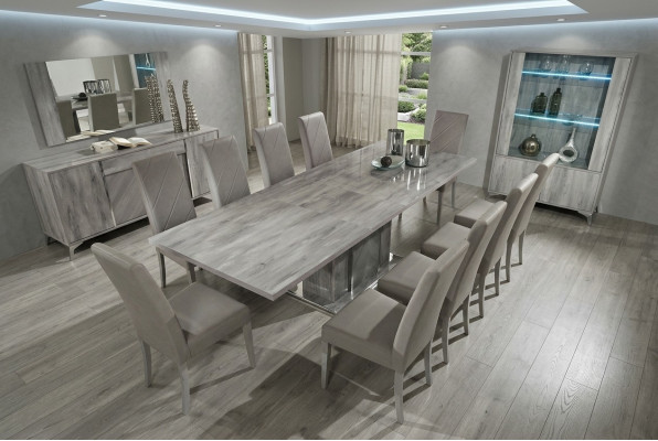 Ensemble de tables et chaises de salle à manger moderne en bois de 9 pièces