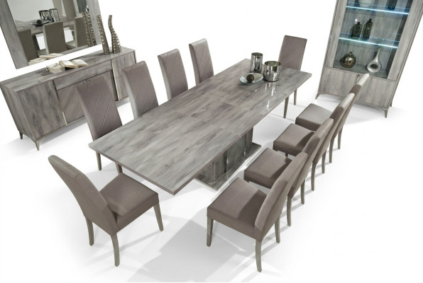 Ensemble de tables et chaises de salle à manger moderne en bois de 9 pièces