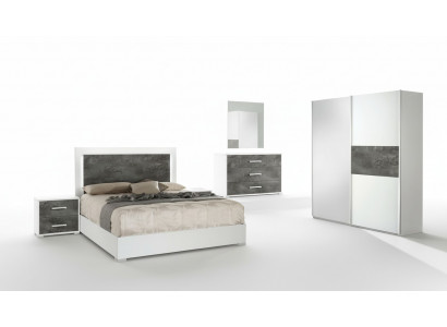 Ensemble de 6 pièces pour chambre à coucher, table de nuit, armoire, commode, miroir, matrimonial, neuf