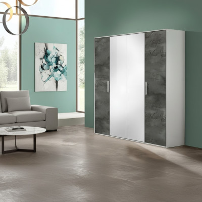 Armoire moderne à 4 portes en bois pour chambre à coucher
