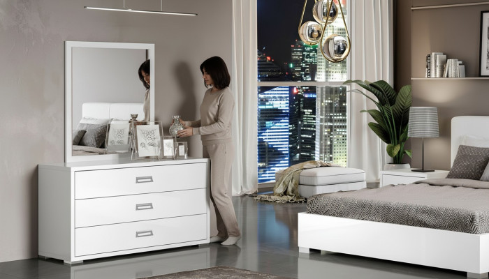Ensemble de commode avec miroir blanc au design moderne