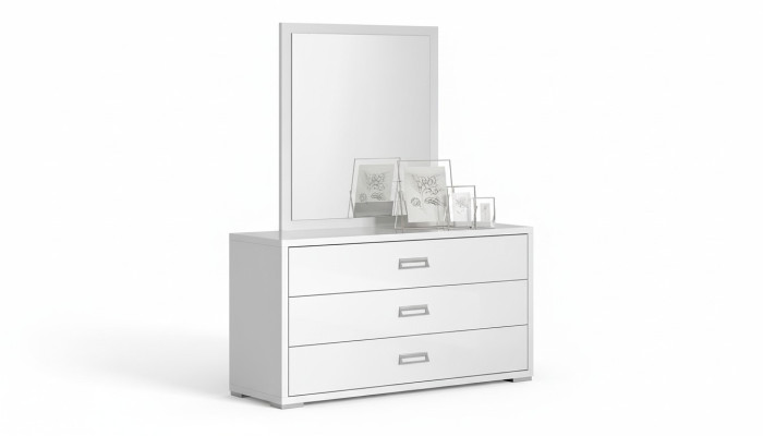 Ensemble de commode avec miroir blanc au design moderne
