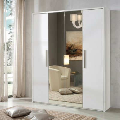 Armoire à 4 portes design meubles en bois armoires blanc miroir