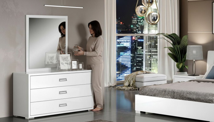 Ensemble de commode miroir designer luxe console meubles en bois armoire blanche